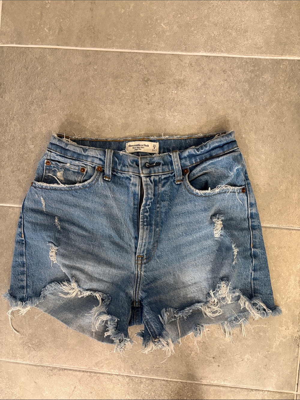 Abercrombie & Fitch Light Blue Distressed Denim Cutoff Shorts